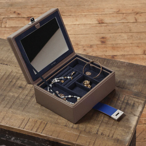 Boîte à bijoux MM en cuir grainé Le Tanneur