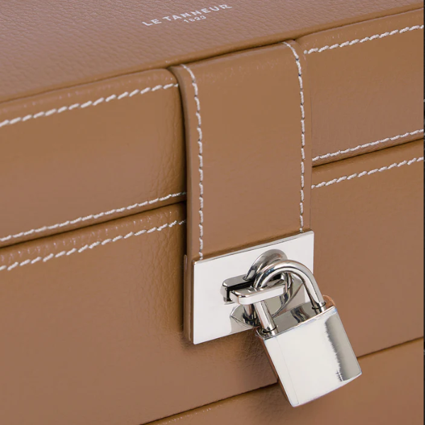 Boîte à bijoux MM ouverture automatique en cuir grainé Le Tanneur