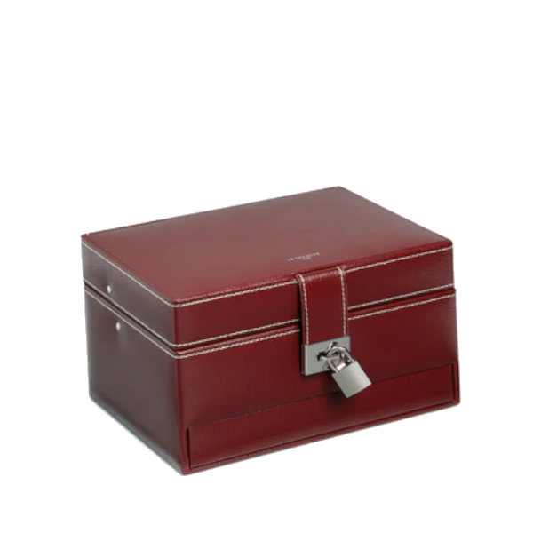 Boîte à bijoux MM ouverture automatique en cuir grainé Le Tanneur