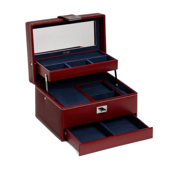 Boîte à bijoux MM ouverture automatique en cuir grainé Le Tanneur
