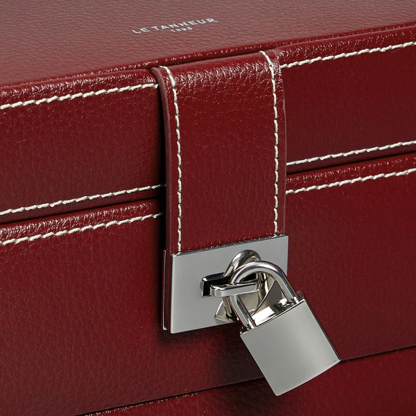 Boîte à bijoux MM ouverture automatique en cuir grainé Le Tanneur
