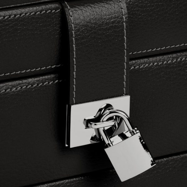 Boîte à bijoux MM ouverture automatique en cuir grainé Le Tanneur