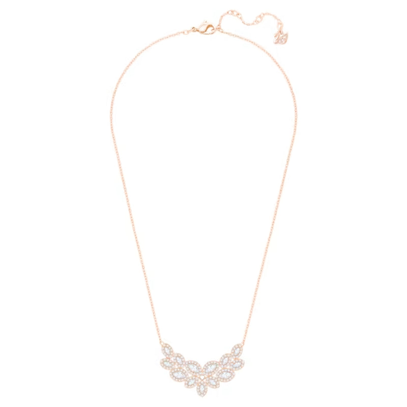 Collier Baron Feuille blanc, métal doré rose – Swarovski