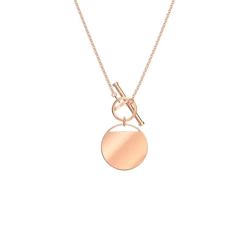 Collier Ginger T Bar Blanc, plaqué ton or rose – Swarovski