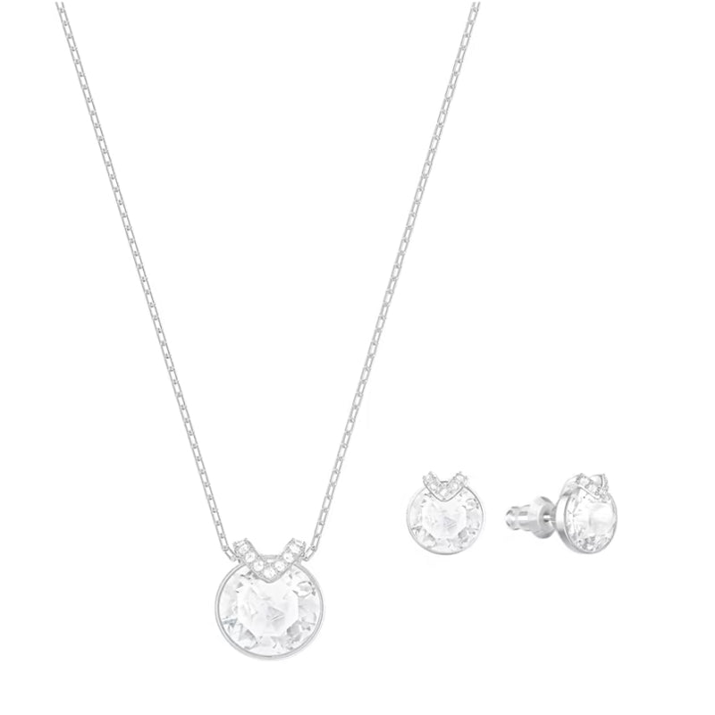 Ensemble Bella V Taille ronde, Blanc, métal rhodié – Swarovski