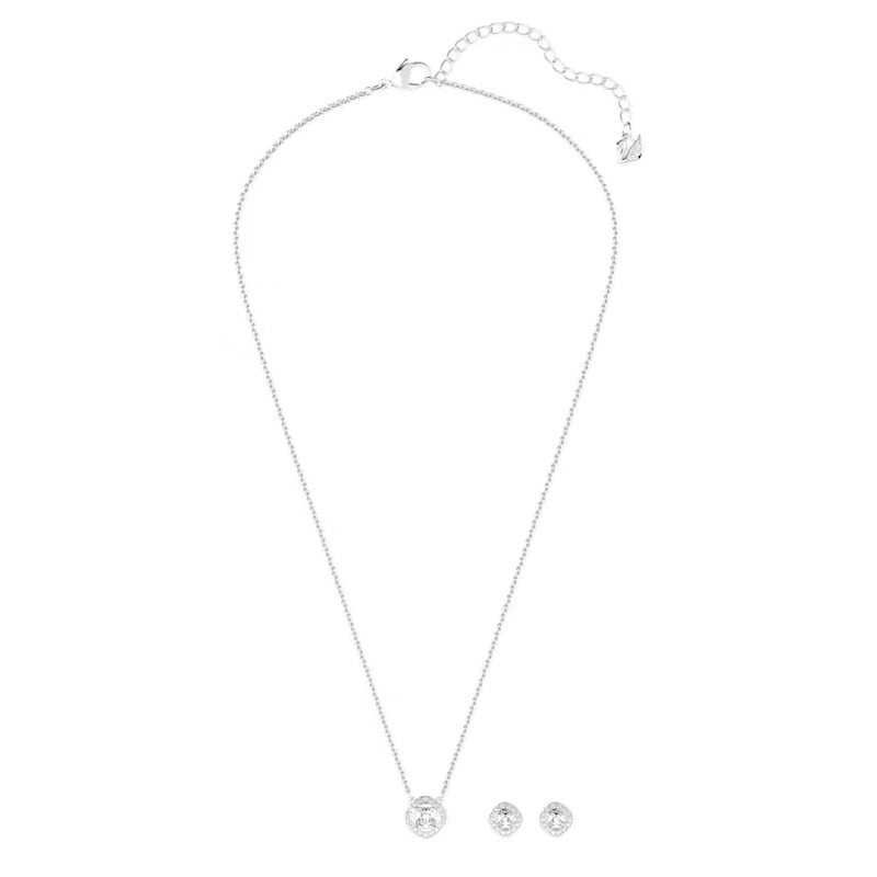 Ensemble Carré Angélique blanc, plaqué rhodium – Swarovski
