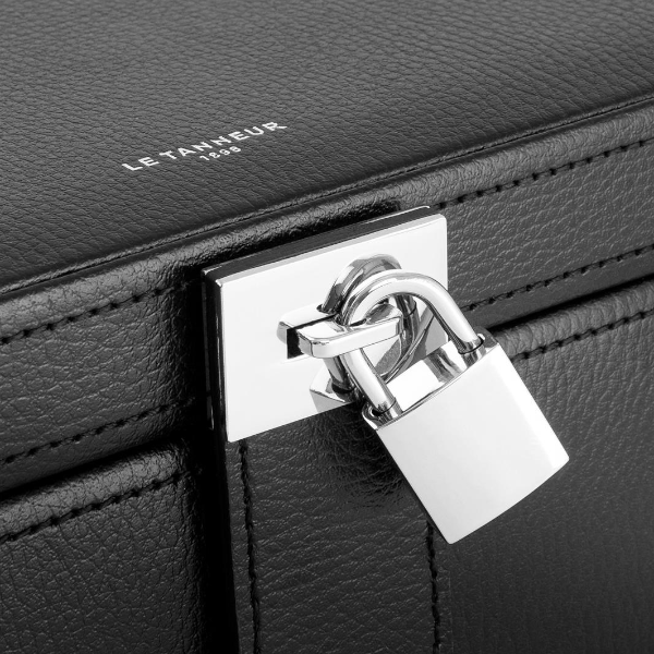 Grande boite à bijoux fermoir en cuir Le Tanneur