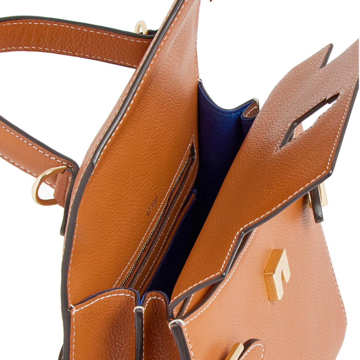 Sac à main double rabat moyen modèle en cuir grainé  Le Tanneur