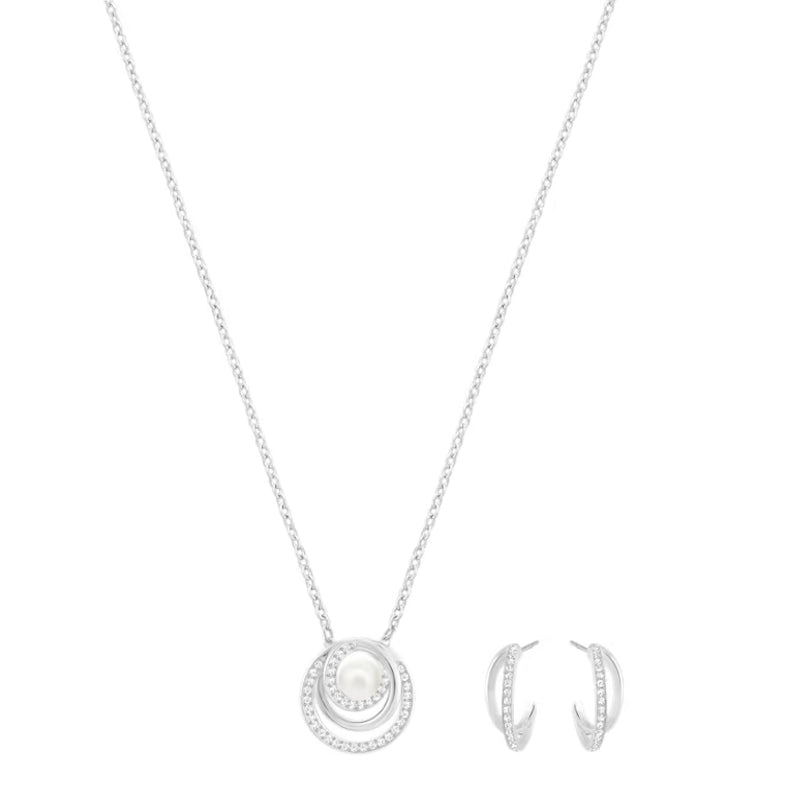 Parure Free Blanc, métal rhodié – Swarovski