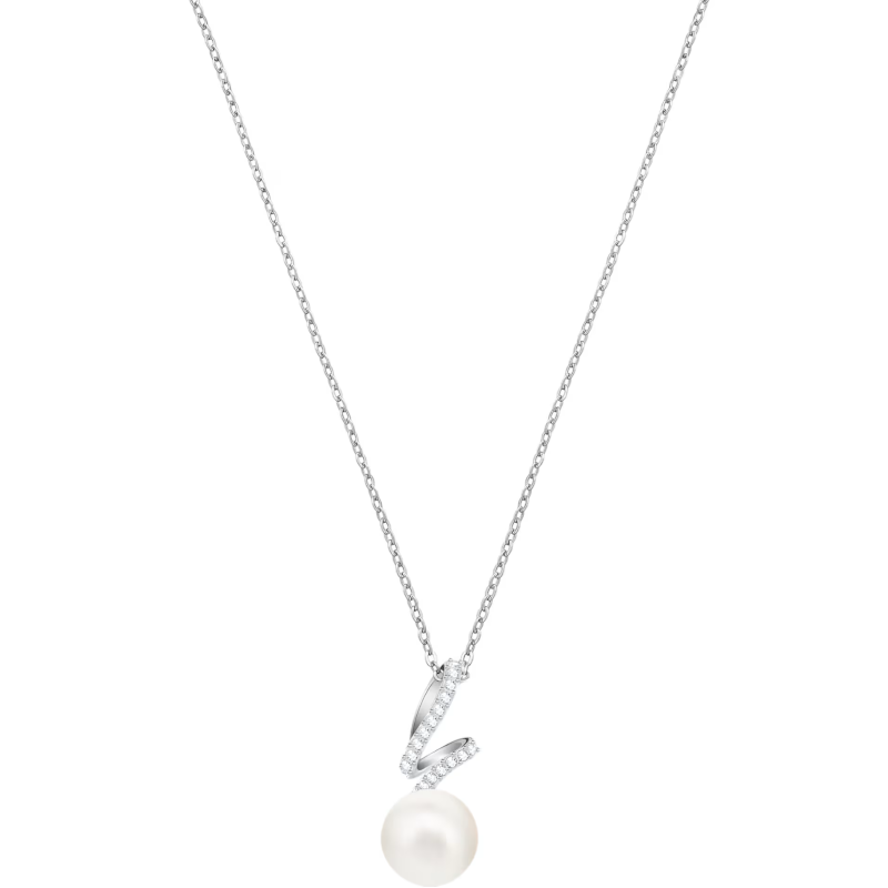 Pendentif Gabriella Blanc, Métal rhodié – Swarovski