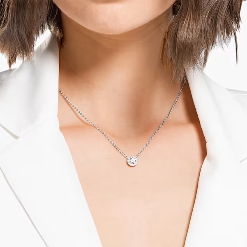 Pendentif Una Angelic Taille ronde, Blanc, Métal rhodié – Swarovski