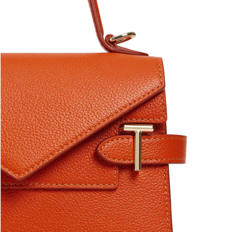 Small double-flap handbag in grained leather Le Tanneur