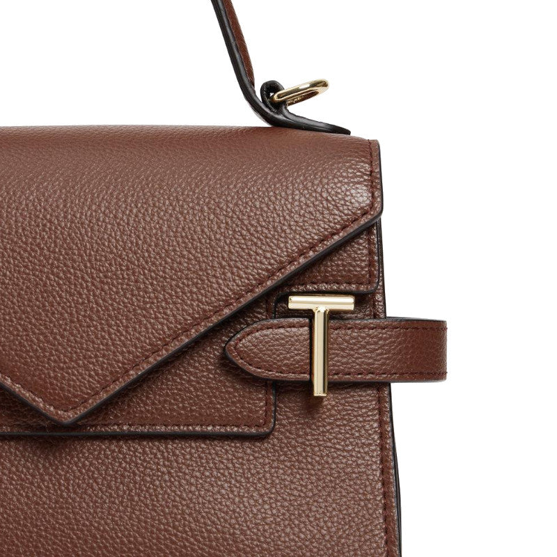 Small double-flap handbag in grained leather Le Tanneur