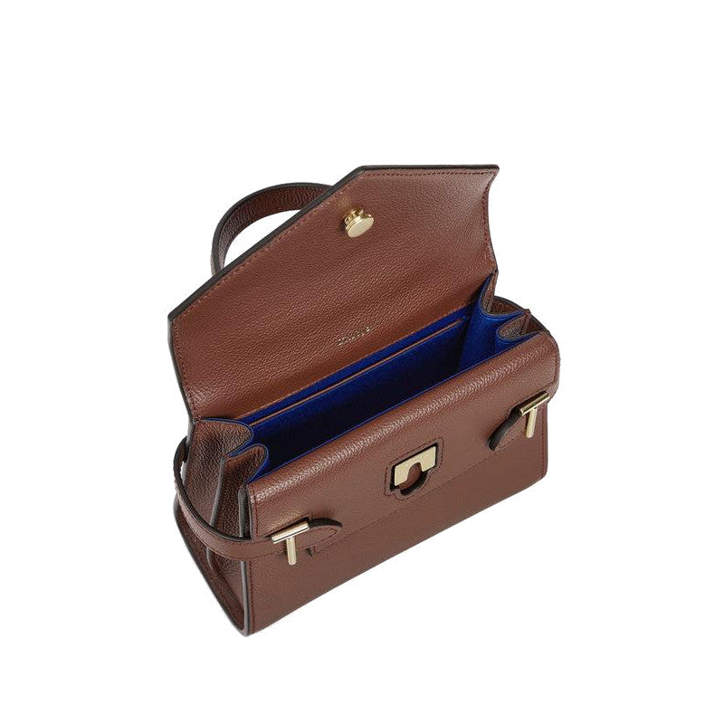 Small double-flap handbag in grained leather Le Tanneur
