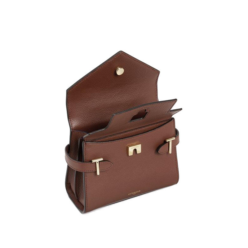 Small double-flap handbag in grained leather Le Tanneur