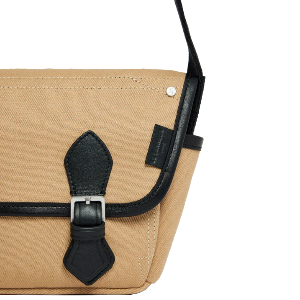 Petit sac bandoulière en toile coton et cuir lisse Solveig Le Tanneur