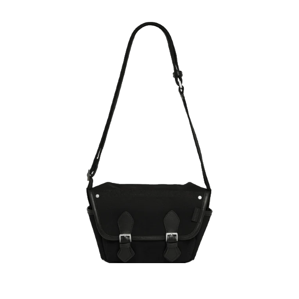 Petit sac bandoulière en toile coton et cuir lisse Solveig Le Tanneur