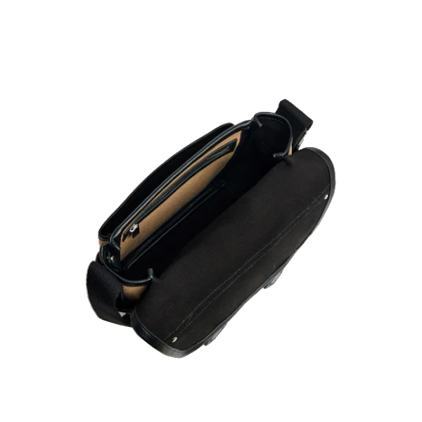 Petit sac bandoulière en toile coton et cuir lisse Solveig Le Tanneur