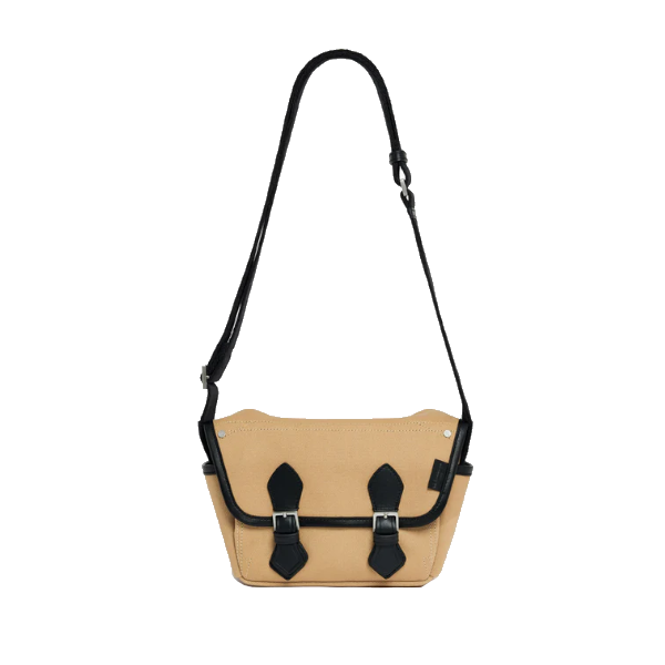 Petit sac bandoulière en toile coton et cuir lisse Solveig Le Tanneur