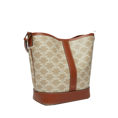 Petit seau en toile Triomphe et cuir de veau - Céline