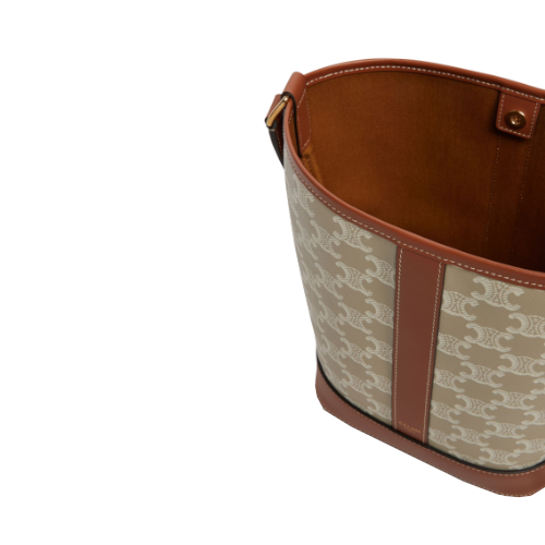 Petit seau en toile Triomphe et cuir de veau - Céline