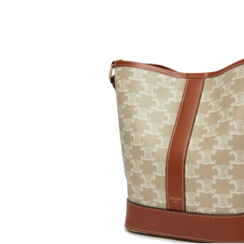 Petit seau en toile Triomphe et cuir de veau - Céline