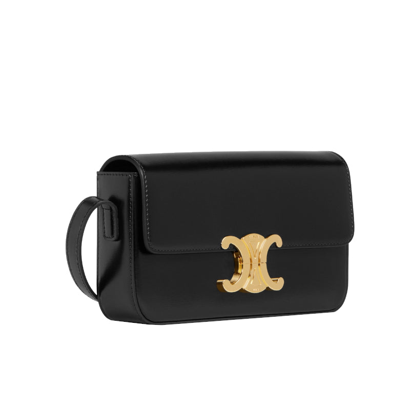 Sac à bandoulière Claude Toile Triomphe et Veau Satiné Noir – Céline