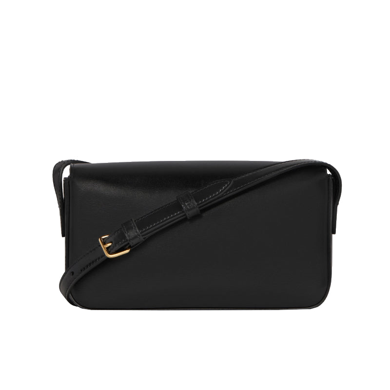 Sac à bandoulière Claude Toile Triomphe et Veau Satiné Noir – Céline