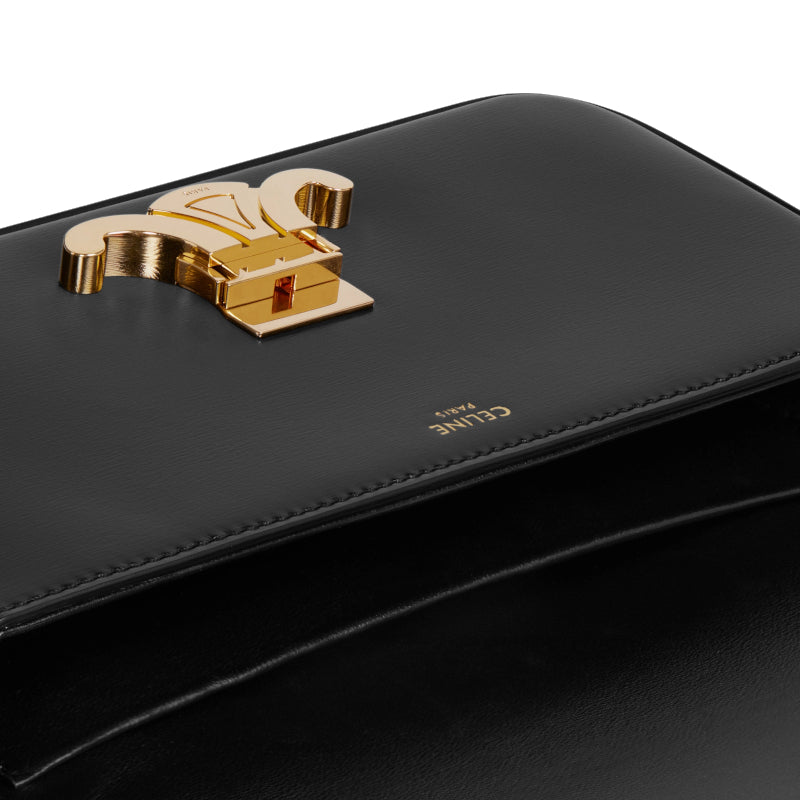 Sac à bandoulière Claude Toile Triomphe et Veau Satiné Noir – Céline