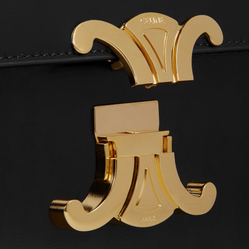 Sac à bandoulière Claude Toile Triomphe et Veau Satiné Noir – Céline