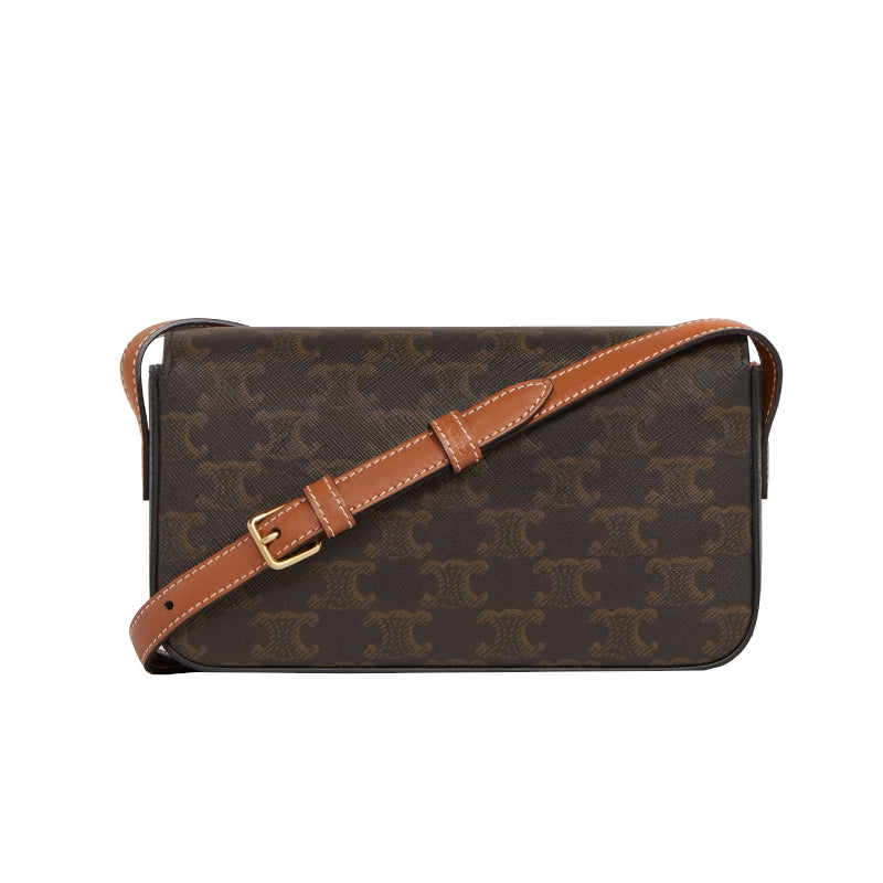 Sac à bandoulière Claude Toile Triomphe et Veau Tan – Céline