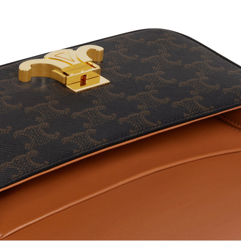 Sac à bandoulière Claude Toile Triomphe et Veau Tan – Céline