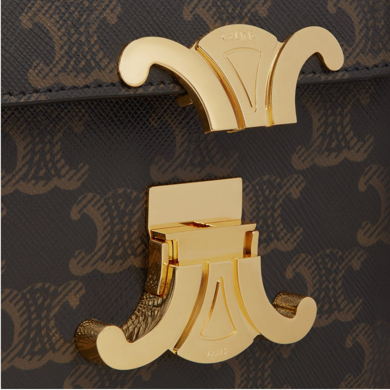 Sac à bandoulière Claude Toile Triomphe et Veau Tan – Céline