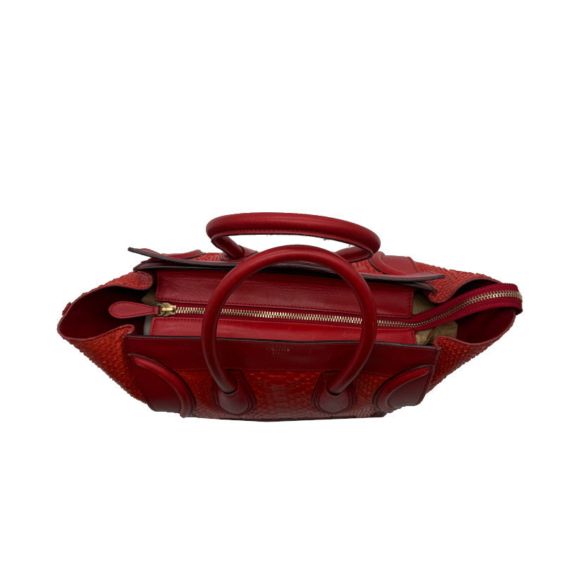 Sac à main Céline Luggage Rouge Imprimé Python