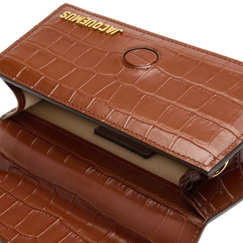 Sac à main avec bandoulière réglable le grand Bambino Marron croco – Jacquemus