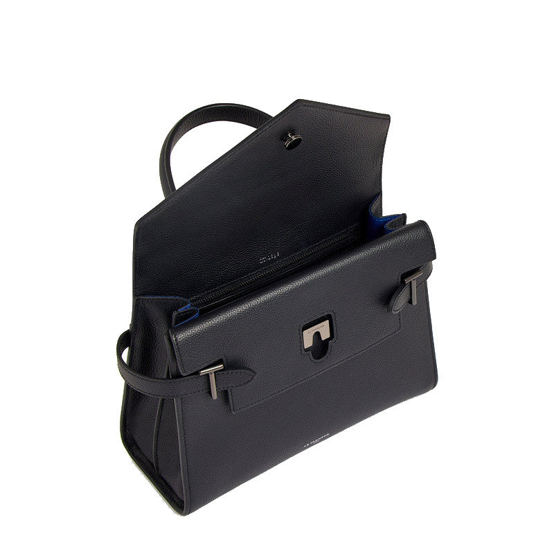 Sac à main double rabat moyen modèle en cuir grainé Le Tanneur