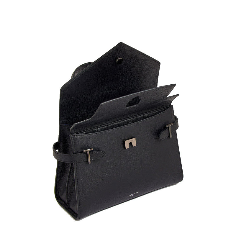Sac à main double rabat moyen modèle en cuir grainé Le Tanneur