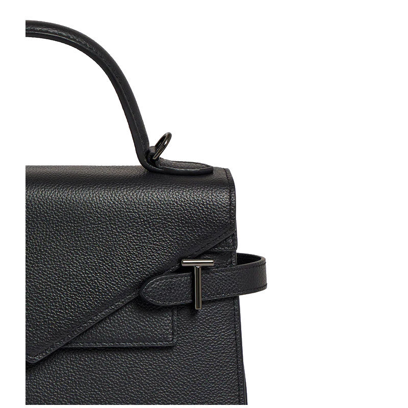 Sac à main double rabat moyen modèle en cuir grainé Le Tanneur