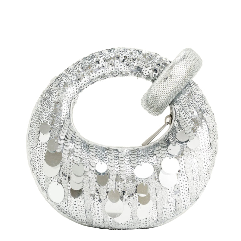 Sac à main mini à poignée Abacus en sequins métalliques - Argent – JW PEI