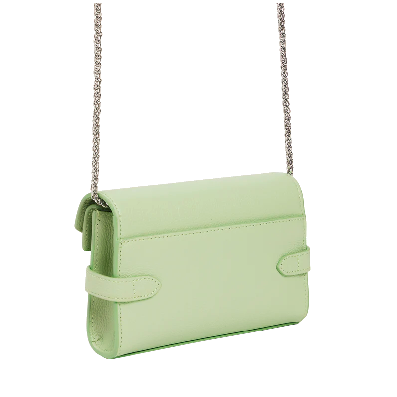 Sac pochette avec bandoulière double rabat en cuir grainé Emilie Le Tanneur
