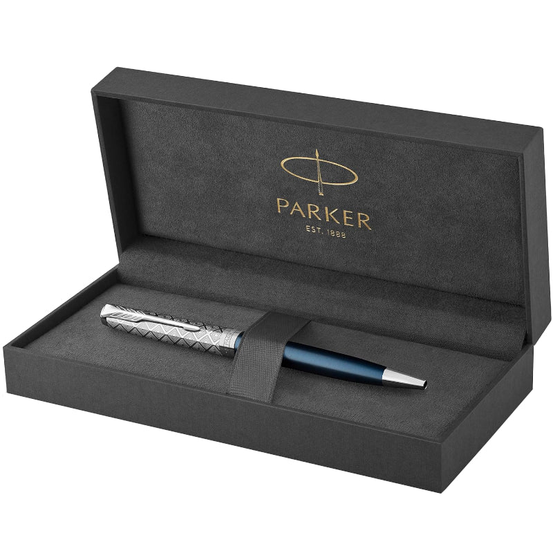 Stylo bille Sonnet Premium Vernis Métal et bleu – Parker