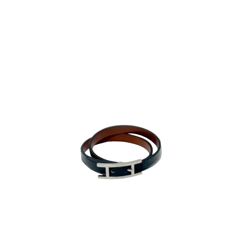 Bracelet BeHapi Double Tour Noir/Argent Hermès
