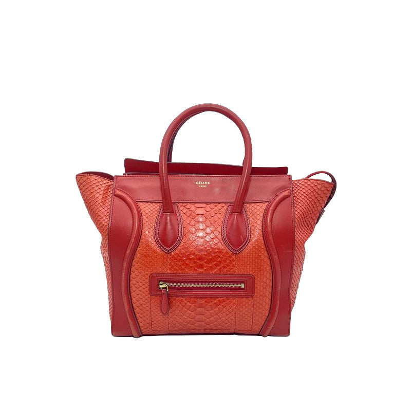 Sac à main Céline Luggage Rouge Imprimé Python