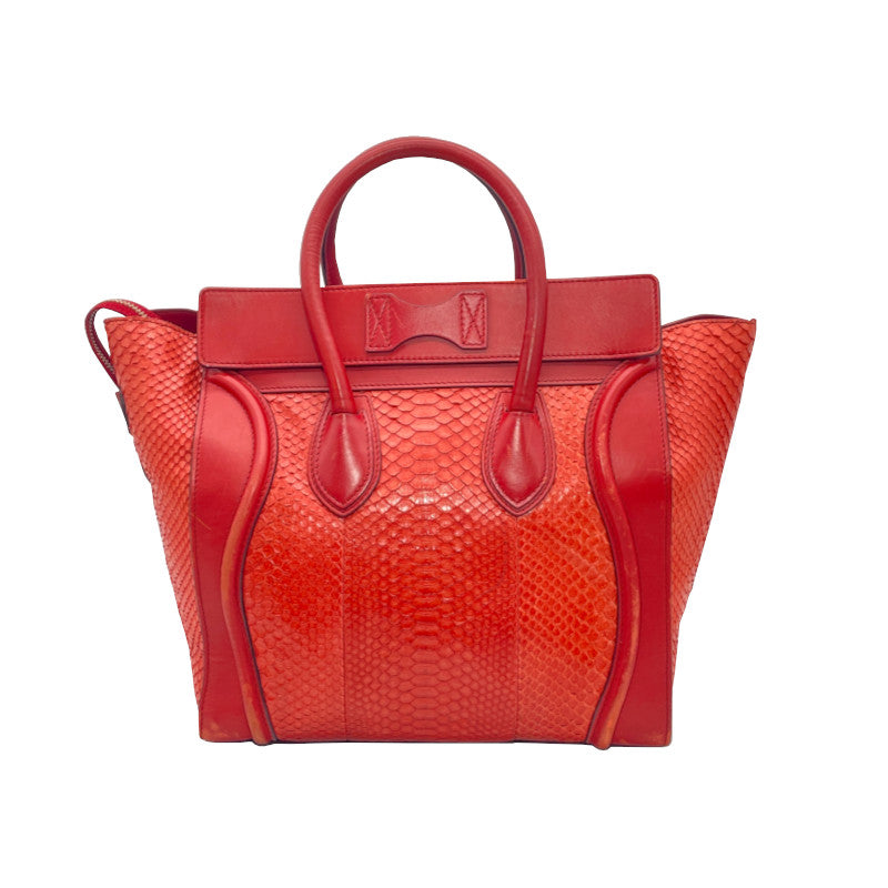 Sac à main Céline Luggage Rouge Imprimé Python