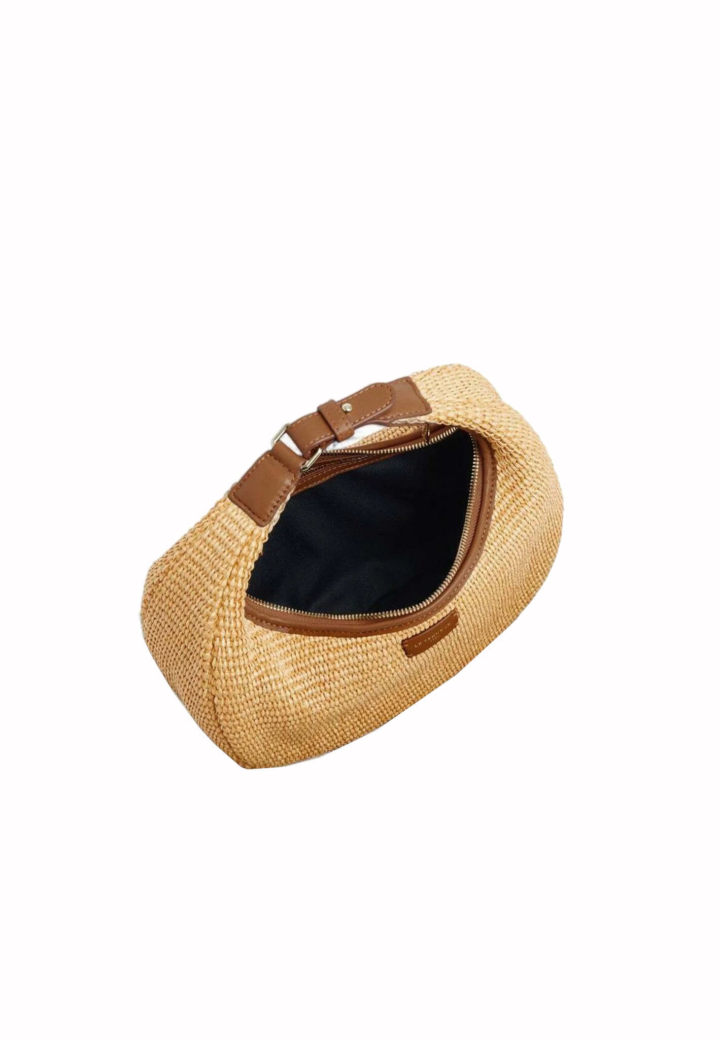 Petit sac à main hogo effet  raphia et cuir lisse Juliette Le Tanneur
