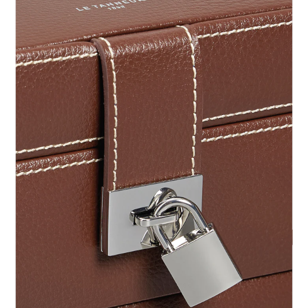 Boîte à bijoux MM ouverture automatique en cuir grainé Le Tanneur
