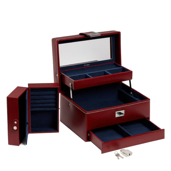 Boîte à bijoux MM ouverture automatique en cuir grainé Le Tanneur
