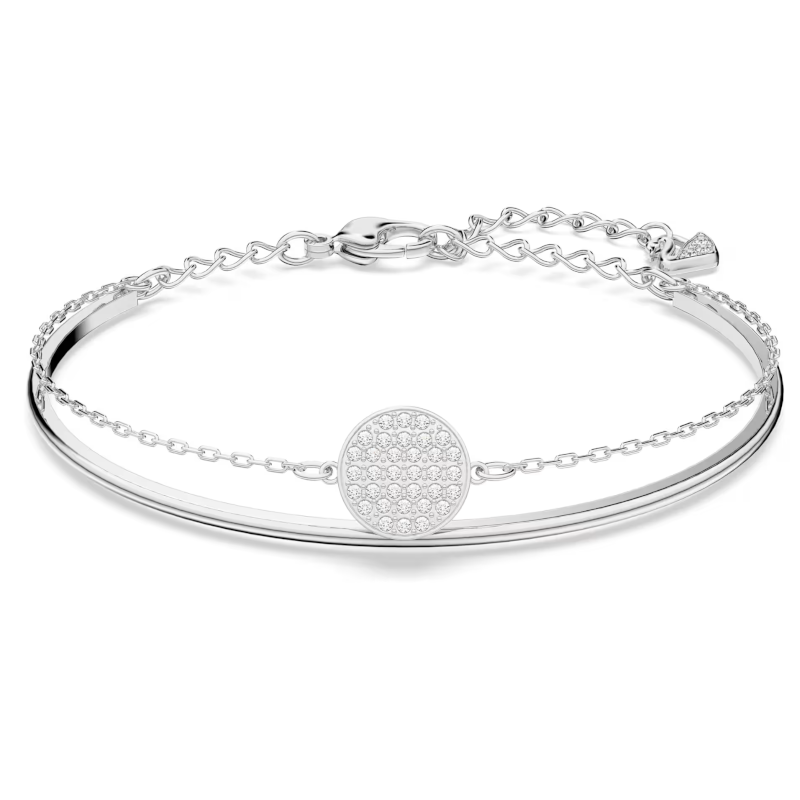 Bracelet-jonc Sublima Blanc, Métal rhodié – Swarovski