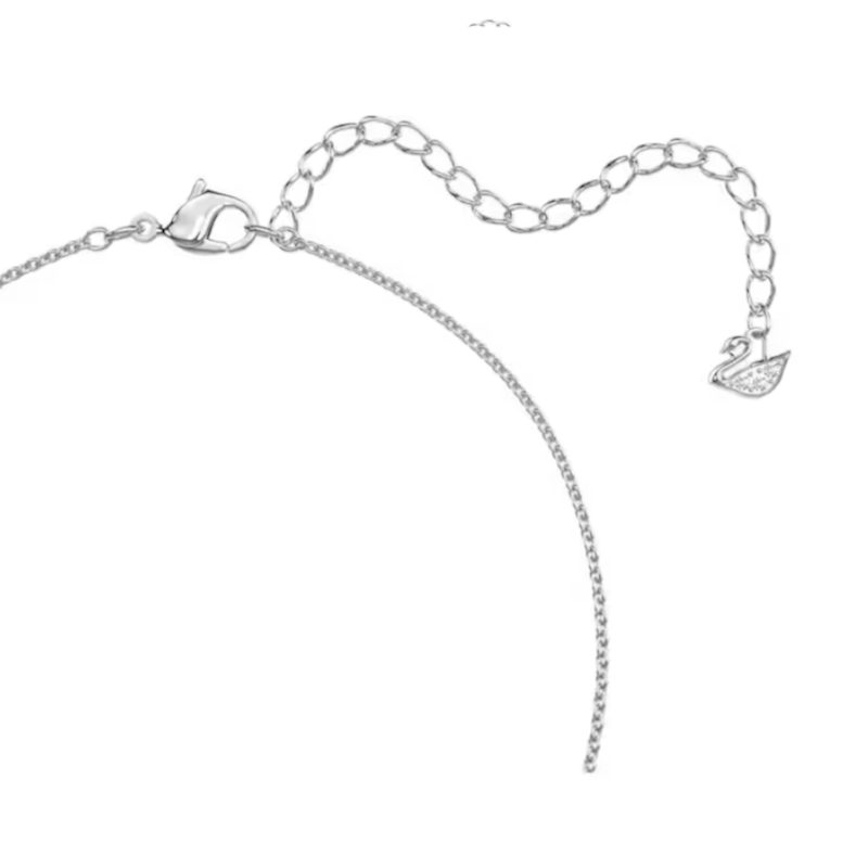 Collier Lovely Cœur, Blanc, Métal rhodié – Swarovski