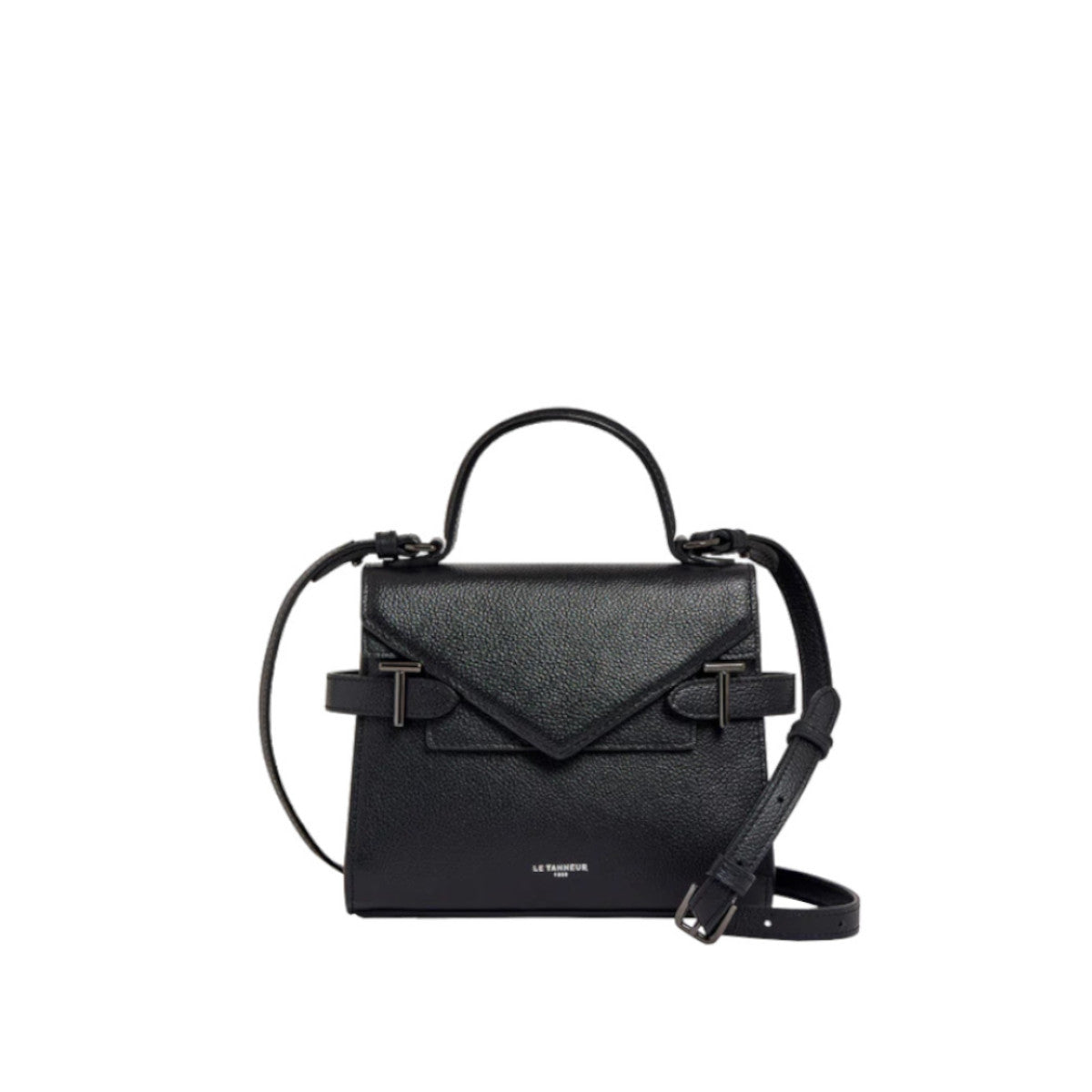 Petit sac à main double rabat en cuir grainé  Le Tanneur